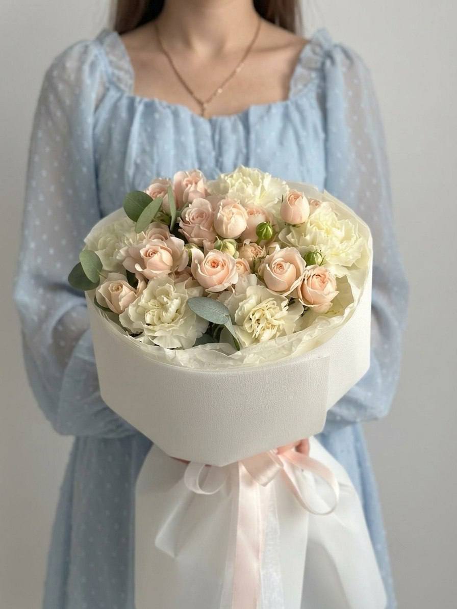 Авторский букет «Нежность в облаке шёлка»